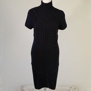 Vivienne Tam Black S Cable Knit Midi Sweater Dress